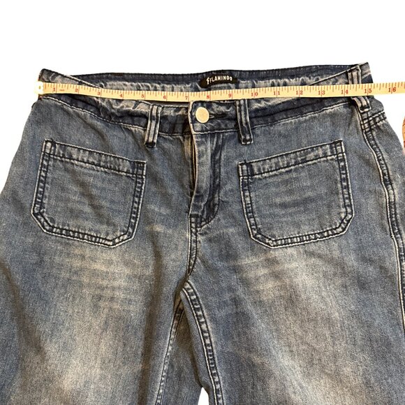 Flamingo Womens Wide-Leg Denim Jeans Size S Blue Cotton Blend Casual - Picture 4 of 8